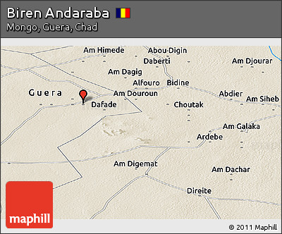 Shaded Relief Panoramic Map of Biren Andaraba