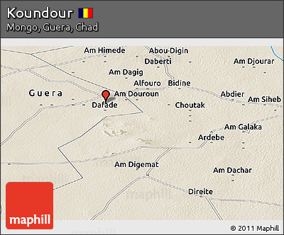 Shaded Relief Panoramic Map of Koundour