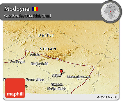Physical Panoramic Map of Modoyna