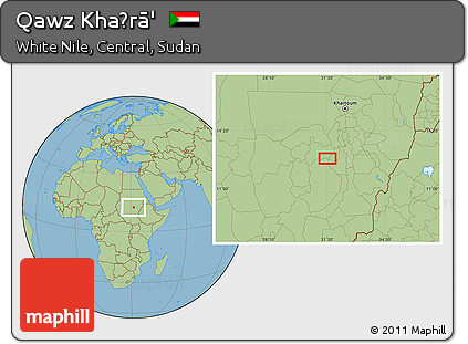 Savanna Style Location Map of Qawz Khaḑrā'
