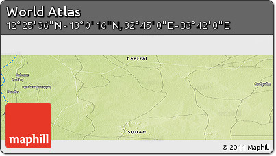 Physical Panoramic Map of the Area around 12° 42' 56" N, 33° 13' 30" E