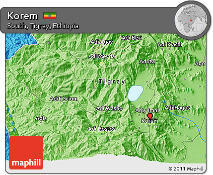 Political 3D Map of Korem