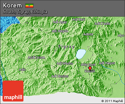Political 3D Map of Korem