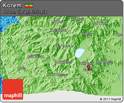 Political 3D Map of Korem