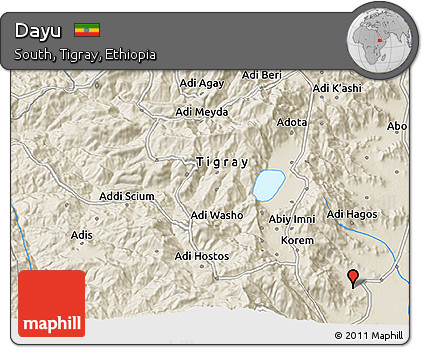 Shaded Relief 3D Map of Dayu