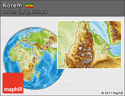 Physical Location Map of Korem