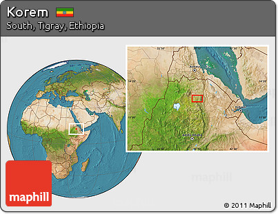 Satellite Location Map of Korem