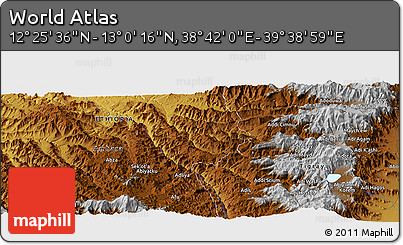 Physical Panoramic Map of the Area around 12° 42' 56" N, 39° 10' 29" E