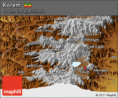 Physical Panoramic Map of Korem