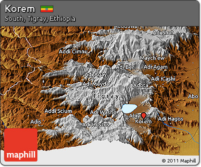 Physical Panoramic Map of Korem