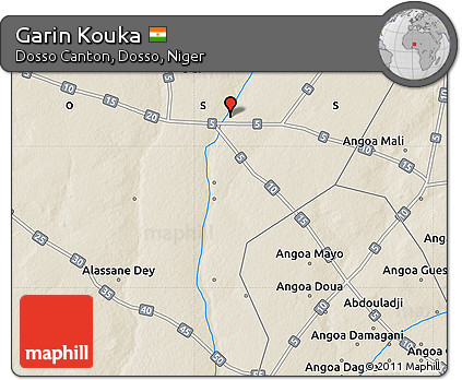 Shaded Relief Map of Garin Kouka