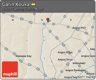 Shaded Relief Map of Garin Kouka