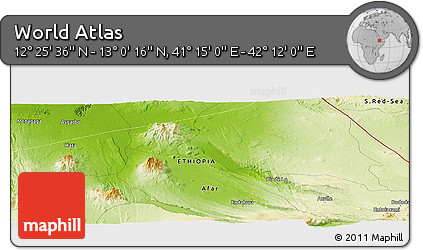 Physical Panoramic Map of the Area around 12° 42' 56" N, 41° 43' 30" E