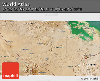 Satellite 3D Map of the Area around 12° 42' 56" N, 42° 34' 30" E