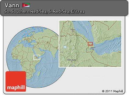 Savanna Style Location Map of Vann, hill shading