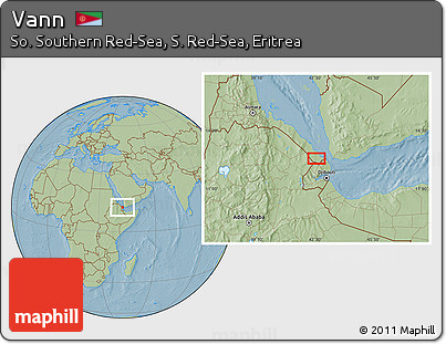 Savanna Style Location Map of Vann, hill shading