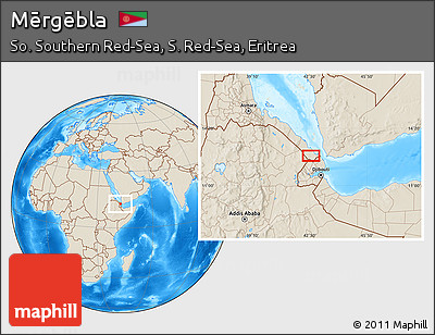 Shaded Relief Location Map of Mērgēbla