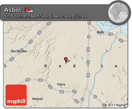 Shaded Relief Map of Asbol