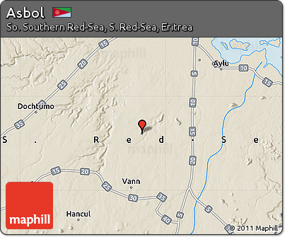 Shaded Relief Map of Asbol