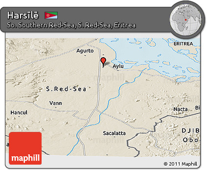 Shaded Relief Panoramic Map of Harsīlē