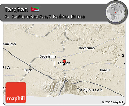 Shaded Relief Panoramic Map of Targhan