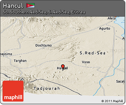 Shaded Relief Panoramic Map of Hancul