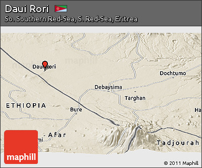 Shaded Relief Panoramic Map of Daui Rori