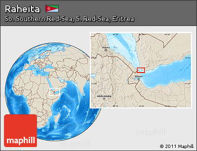 Shaded Relief Location Map of Raheita