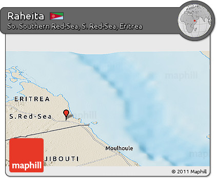 Shaded Relief Panoramic Map of Raheita