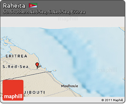 Shaded Relief Panoramic Map of Raheita