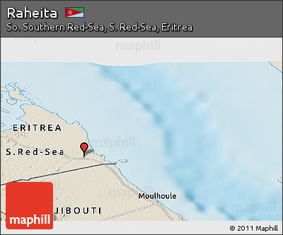 Shaded Relief Panoramic Map of Raheita