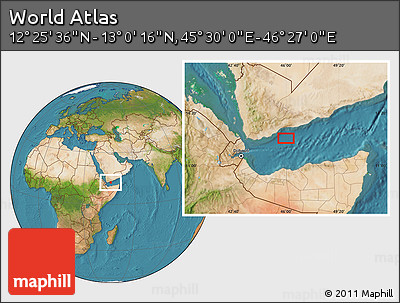 Satellite Location Map of the Area around 12° 42' 56" N, 45° 58' 30" E
