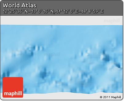 Physical 3D Map of the Area around 12° 42' 56" N, 47° 40' 29" E