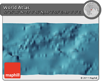 Satellite 3D Map of the Area around 12° 42' 56" N, 48° 31' 29" E