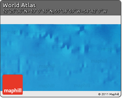 Shaded Relief 3D Map of the Area around 12° 42' 56" N, 55° 10' 29" W