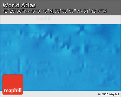 Shaded Relief 3D Map of the Area around 12° 42' 56" N, 55° 10' 29" W