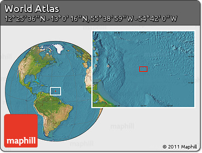 Satellite Location Map of the Area around 12° 42' 56" N, 55° 10' 29" W