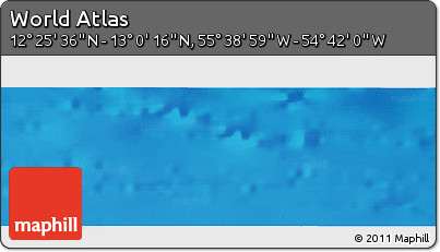 Shaded Relief Panoramic Map of the Area around 12° 42' 56" N, 55° 10' 29" W