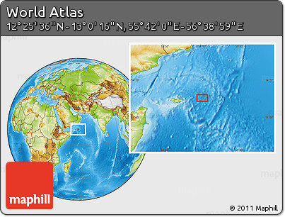 Physical Location Map of the Area around 12° 42' 56" N, 56° 10' 29" E