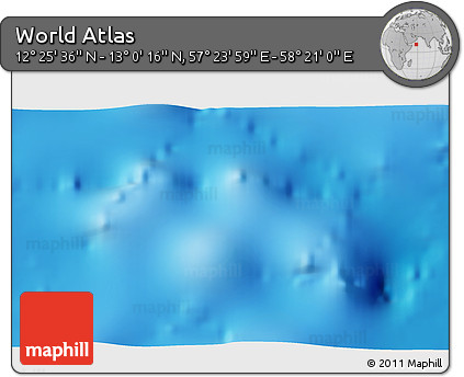 Physical 3D Map of the Area around 12° 42' 56" N, 57° 52' 30" E
