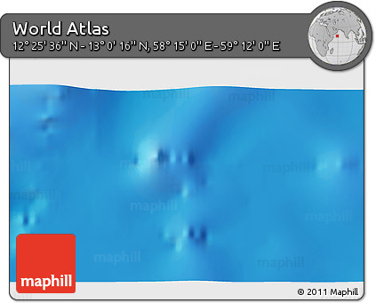 Physical 3D Map of the Area around 12° 42' 56" N, 58° 43' 30" E