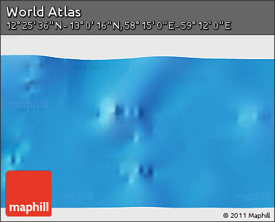 Physical 3D Map of the Area around 12° 42' 56" N, 58° 43' 30" E