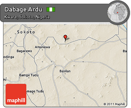 Shaded Relief 3D Map of Dabage Ardu