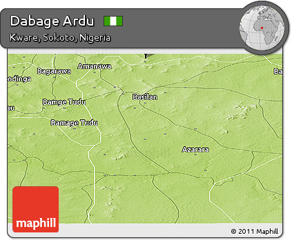 Physical Panoramic Map of Dabage Ardu