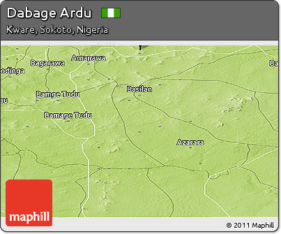 Physical Panoramic Map of Dabage Ardu