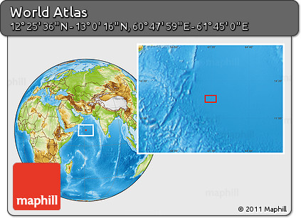 Physical Location Map of the Area around 12° 42' 56" N, 61° 16' 29" E
