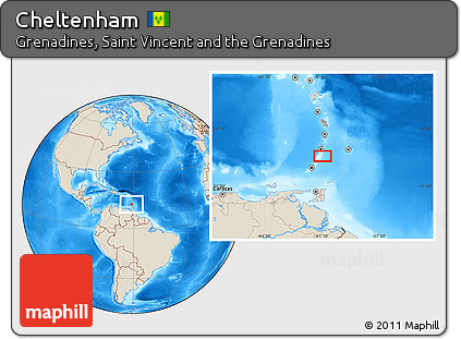Shaded Relief Location Map of Cheltenham