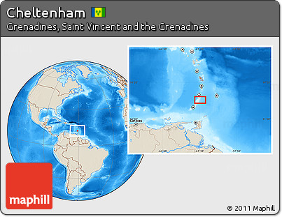 Shaded Relief Location Map of Cheltenham