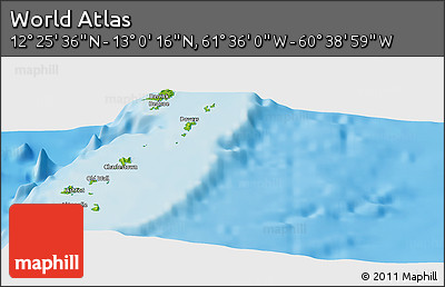 Physical Panoramic Map of the Area around 12° 42' 56" N, 61° 7' 30" W