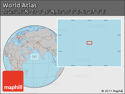 Gray Location Map of the Area around 12° 42' 56" N, 62° 58' 30" E